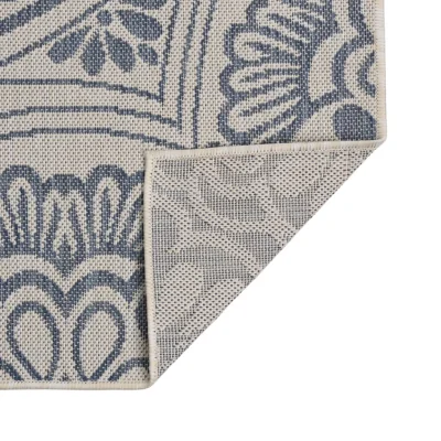 Zunanja Preproga, Rug ploščato tkanje 80x150 cm modri vzorec