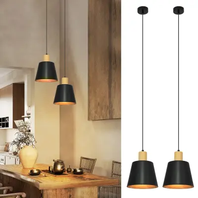 NETTLIFE Vintage viseča svetilka za jedilnico 2x Črna viseča svetilka Industrijska E27 Kovinska retro