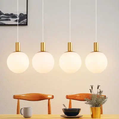 NETTLIFE Steklena viseča svetilka E27, 4 žarnice, nastavljiva višina, moderna viseča svetilka