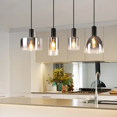 NETTLIFE viseča svetilka za jedilno mizo, vintage dimno sivo steklo E27, nastavljiva po višini za dnevno sobo