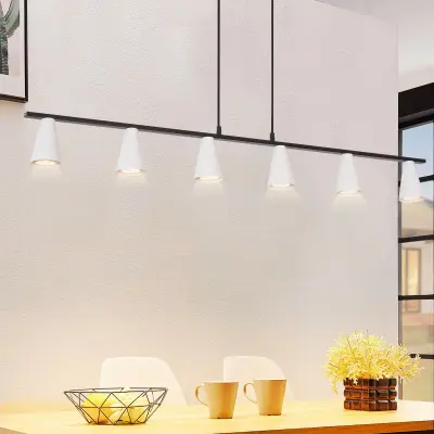 NETTLIFE Viseča jedilna miza, viseča svetilka s 6 žarnicami - moderna bela črna viseča jedilna miza GU10 kovina