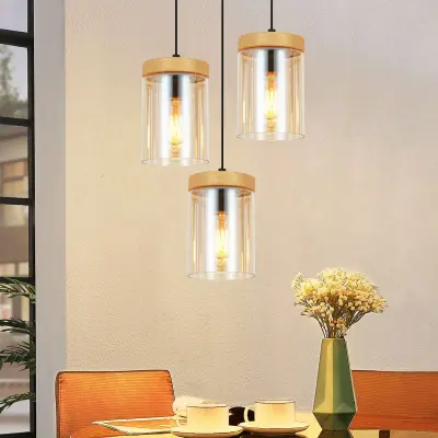 NETTLIFE viseča svetilka za jedilno mizo, 3 plameni, vintage steklo E27, viseča svetilka za dnevno sobo