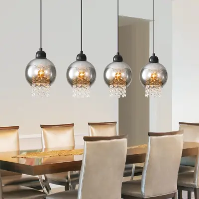 NETTLIFE Viseča svetilka za jedilno mizo iz črnega kristala E27 Moderna viseča svetilka za dnevno sobo