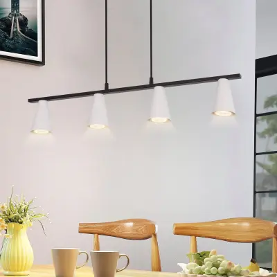 NETTLIFE viseča svetilka za jedilno mizo, 4 žarnice iz bele kovine GU10, industrijska črna, brez žarnic