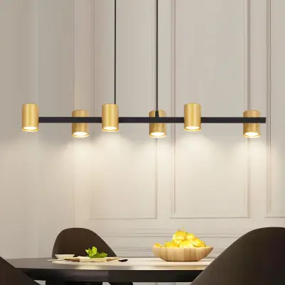 NETTLIFE viseča jedilna miza, viseča svetilka s 6 žarnicami, črna GU10 kovina industrijska