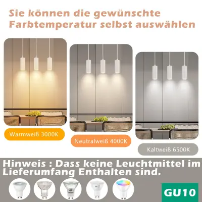 NETTLIFE Vintage bela lesena viseča svetilka za jedilno mizo, GU10, 3 žarnice