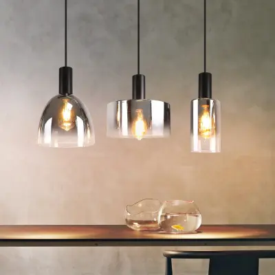 NETTLIFE viseča svetilka za jedilno mizo, vintage dimno sivo steklo E27, nastavljiva po višini za dnevno sobo