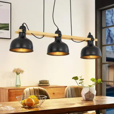 NETTLIFE Vintage viseča svetilka za jedilno mizo: 3 žarnice črna retro industrijska E27 MAX.40W