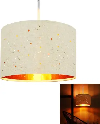 NETTLIFE bela kovinska viseča svetilka premera 38 cm E27 38CM moderna s senčilom iz blaga, dizajn zvezdnatega neba za spalnico dnevno sobo