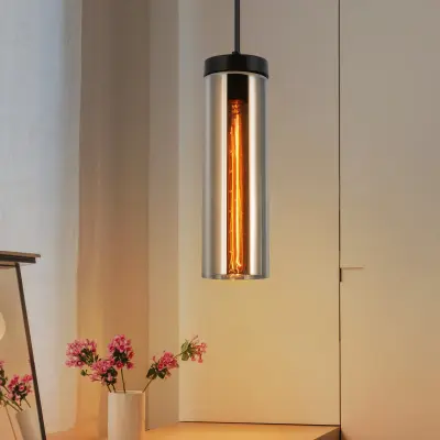 NETTLIFE viseča svetilka za jedilno mizo iz mat črnega stekla Retro 1 plamen E27