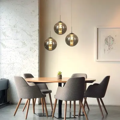 NETTLIFE viseča svetilka s sivim steklom, premer 28 cm, 3 žarnice G9, moderna jedilna miza, kuhinjska svetilka za dnevno sobo