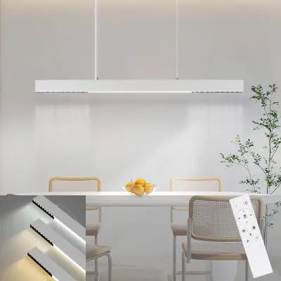 NETTLIFE LED viseča svetilka 32W bela Diam.107CM moderna aluminijasta zatemnitev nastavljiva višina z dolgo linearno zasnovo za jedilnico