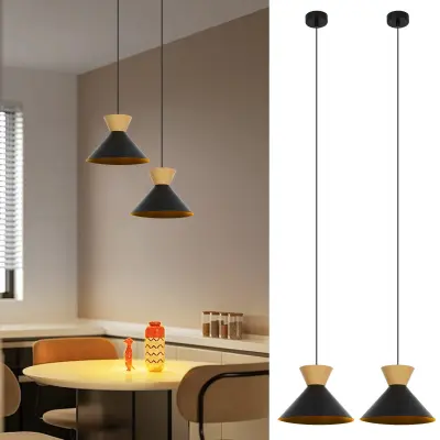 NETTLIFE Vintage viseča svetilka za jedilnico 2x Črna viseča svetilka Industrijska E27 Kovinska retro