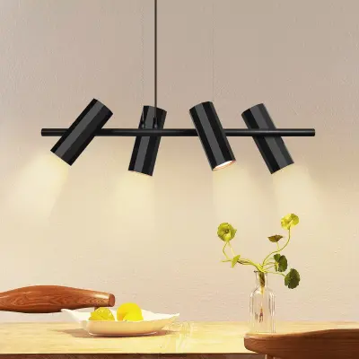 NETTLIFE viseča svetilka, kovina črna, premer 66 cm, GU10, 4 žarnice, moderna industrijska za notranjo kuhinjo spalnico