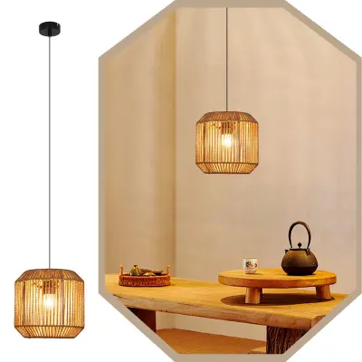 NETTLIFE viseča vintage jedilna miza z 1 žarnico, vrvjo iz konoplje, oblikovalsko svetilko E27 za jedilnico