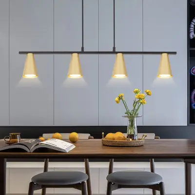 NETTLIFE viseča svetilka za jedilno mizo, zlata: GU10 moderna 4-plamenska kovinska črna industrijska viseča svetilka