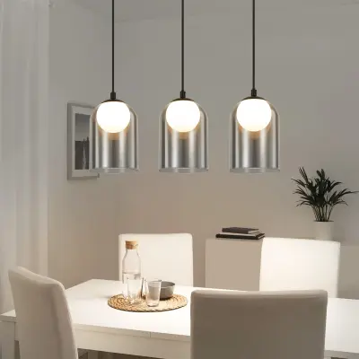 NETTLIFE Viseča svetilka 1. Vintage Za Jedilno Mizo Dimno Siva G9, Ovalna Nastavljiva Višina