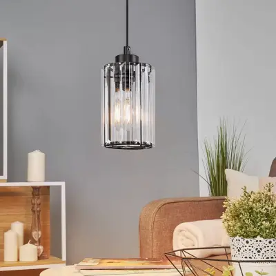 NETTLIFE viseča svetilka za jedilno mizo iz črnega kristala, moderna 1 plamen E27