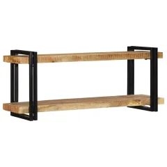 vidaXL Stenska polica 110x33x45 cm Masivni neobdelan les Mango