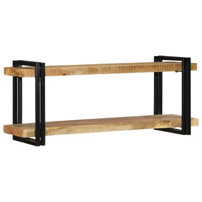 vidaXL Stenska polica 110x33x45 cm Masivni neobdelan les Mango