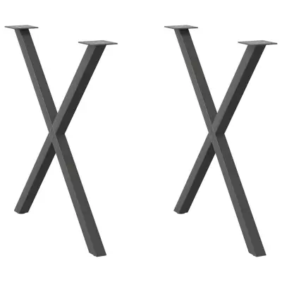 vidaXL Noge za jedilno mizo v obliki črke X, 2 kosa, antracitne, 80 x (72-73) cm, jeklo