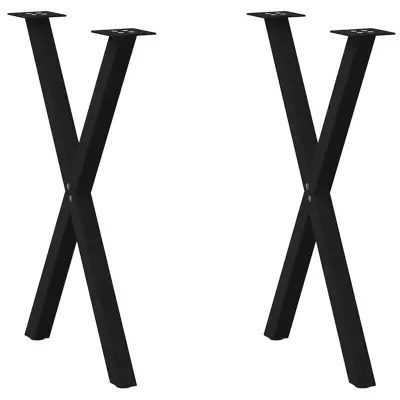 vidaXL Noge za jedilno mizo v obliki črke X, 2 kosa, črne, 60 x (72-73) cm, jeklo