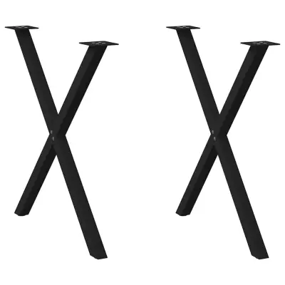 vidaXL Noge za jedilno mizo v obliki črke X, 2 kosa, črne, 80 x (72-73) cm, jeklo