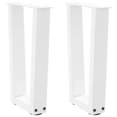 vidaXL Noge za klubsko mizico v obliki črke V 2 kosa bele 38 x (42-43,3) cm jeklo