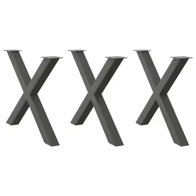 vidaXL Noge za jedilno mizo v obliki črke X, 3 kosi, antracitne, 90 x (72-73) cm, jeklo