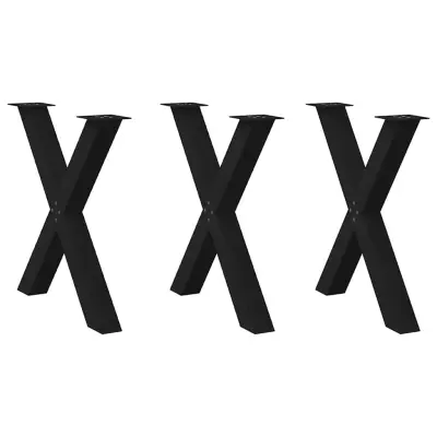 vidaXL Noge za jedilno mizo v obliki črke X, 3 kosi, črne, 80 x (72-73) cm, jeklo
