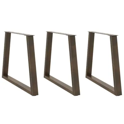 vidaXL Noge za jedilno mizo v obliki črke V, 3 kosi, naravno jeklo, 70 x (72-73,3) cm, jeklo