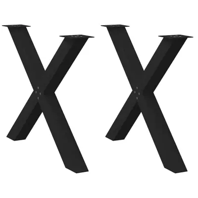 vidaXL Noge za jedilno mizo v obliki črke X, 2 kosa, črne, 90 x (72-73) cm, jeklo