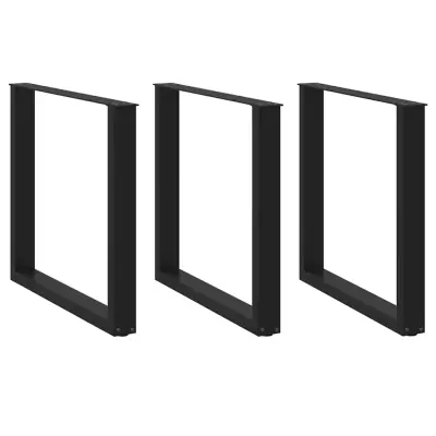 vidaXL Noge za jedilno mizo v obliki črke U, 3 kosi, črne, 90 x (72-73) cm, jeklo