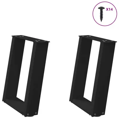 vidaXL Noge za klubsko mizico v obliki črke U, 2 kosa, črne, 38 x (42-43) cm, jeklo