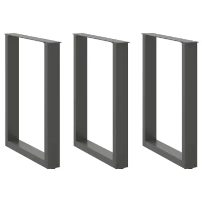 vidaXL Noge za jedilno mizo v obliki črke U, 3 kosi, antracitne, 70 x (72-73) cm, jeklo