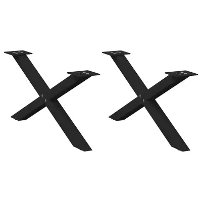 vidaXL Noge za klubsko mizico v obliki črke X, 2 kosa, črne, 70 x (30-31) cm, jeklo