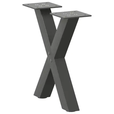vidaXL Noge za klubsko mizico v obliki črke X, 2 kosa, antracitne, 30 x (30-31) cm, jeklo