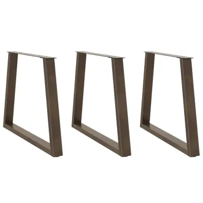 vidaXL Noge za jedilno mizo v obliki črke V, 3 kosi, naravno jeklo, 80 x (72-73,3) cm, jeklo
