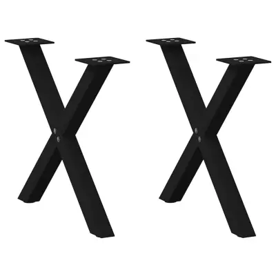 vidaXL Noge za klubsko mizico v obliki črke X, 2 kosa, črne, 38 x (42-43) cm, jeklo