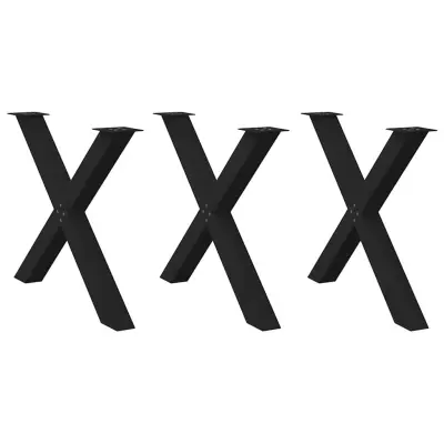 vidaXL Noge za jedilno mizo v obliki črke X, 3 kosi, črne, 90 x (72-73) cm, jeklo