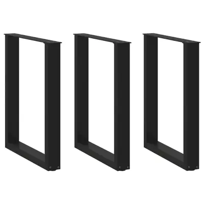 vidaXL Noge za jedilno mizo v obliki črke U, 3 kosi, črne, 70 x (72-73) cm, jeklo