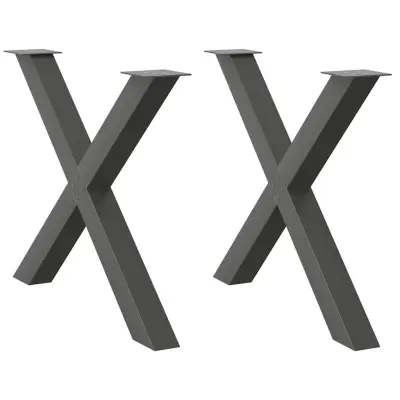 vidaXL Noge za jedilno mizo v obliki črke X, 2 kosa, antracitne, 90 x (72-73) cm, jeklo