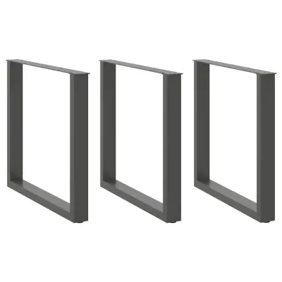 vidaXL Noge za jedilno mizo v obliki črke U, 3 kosi, antracitne, 80 x (72-73) cm, jeklo