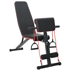 vidaXL Nastavljiva utežna klop z elastikami 150 kg Črno jeklo