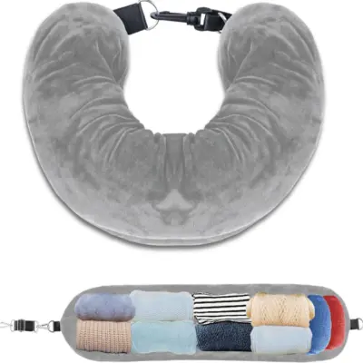 Vzglavnik za vrat v obliki črke U z mehko žametno prevleko Grey