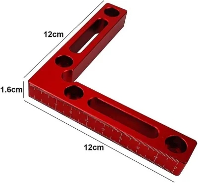 90-Stopinjsko Kvadratno Ravnilo Iz Aluminijeve Zlitine, Kvadratno Ravnilo Za Vpenjanje 12X12 Cm, Pravokotna Objemka, Orodja Za Obdelavo Lesa