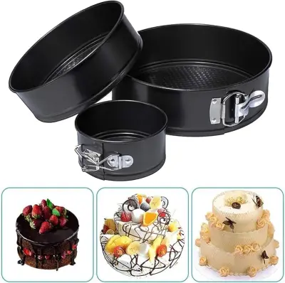 3-Delni Set Pekačev Za Torte, 3-Stopenjski Okrogel Pekač Za Torte, Črn Okrogel Pekač Za Torte Iz Ogljikovega Jekla, Vzmetni Pekač Za Torte Mak