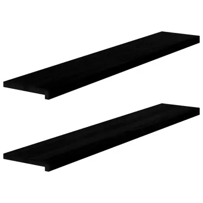 vidaXL Okenske police 2 kosa temno rjava 140x30x2 cm trdna hrastovina