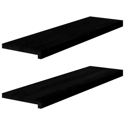 vidaXL Okenske police 2 kosa temno rjava 90x25x2 cm trdna hrastovina