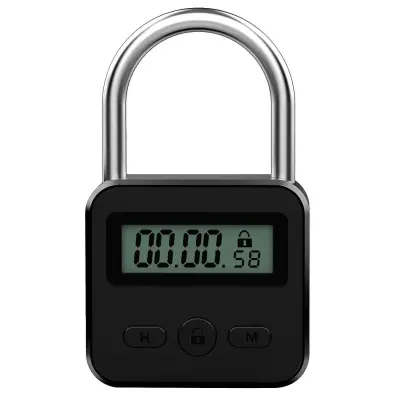 Kovinska Časovna Ključavnica Lcd Čas 99 Ur Max Timer Usb Timer Ključavnica, Črna